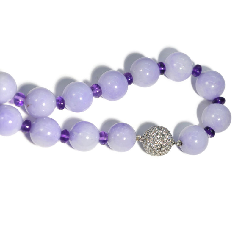 Eclat Jewels - Necklace with Lavender Jade, Amethyst and Diamonds, Platinum