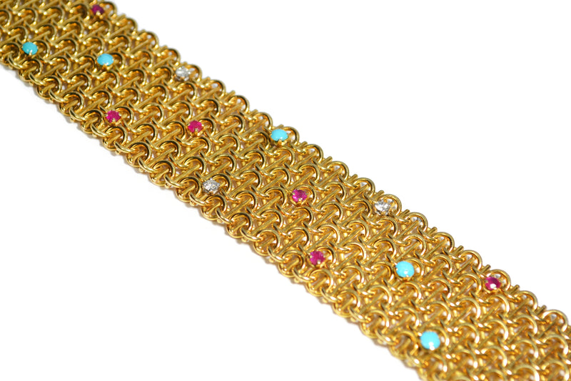 eclat-jewels-one-of-a-kind-estate-bracelet-rubies-diamonds-turquoise-18k-yellow-gold-2-BR-4420