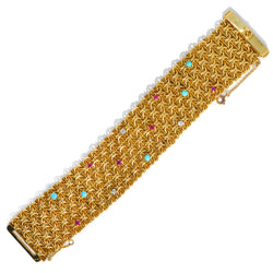 eclat-jewels-one-of-a-kind-estate-bracelet-rubies-diamonds-turquoise-18k-yellow-gold-2-BR-4420