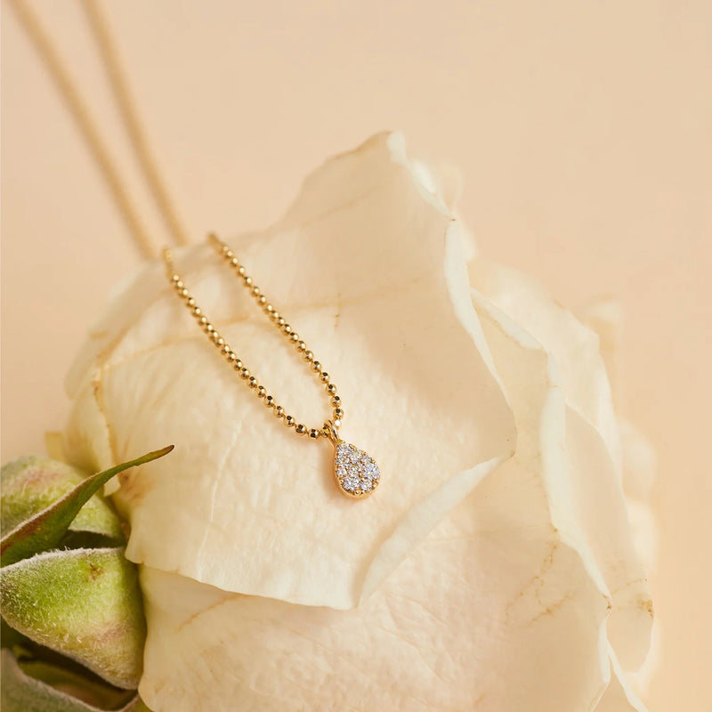 EF Collection - Diamond Teardrop Necklace, Yellow Gold