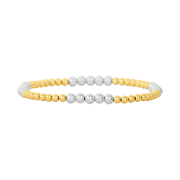 Karen Lazar  - 3 mm Yellow Gold Filled Bead Flex Bracelet with 4 mm Sterling Silver