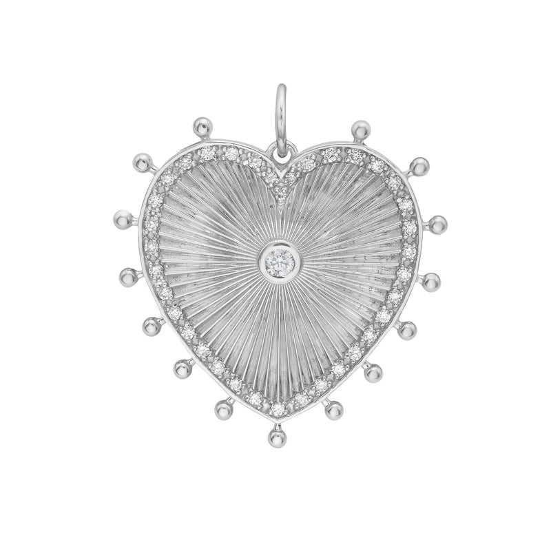 Lionheart - Cassandane - Medium Diamond Heart Medallion, White Gold