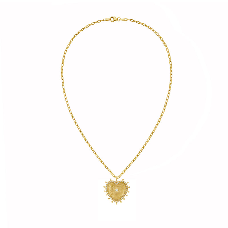Lionheart - Cassandane - Large Diamond Heart Medallion, Yellow Gold
