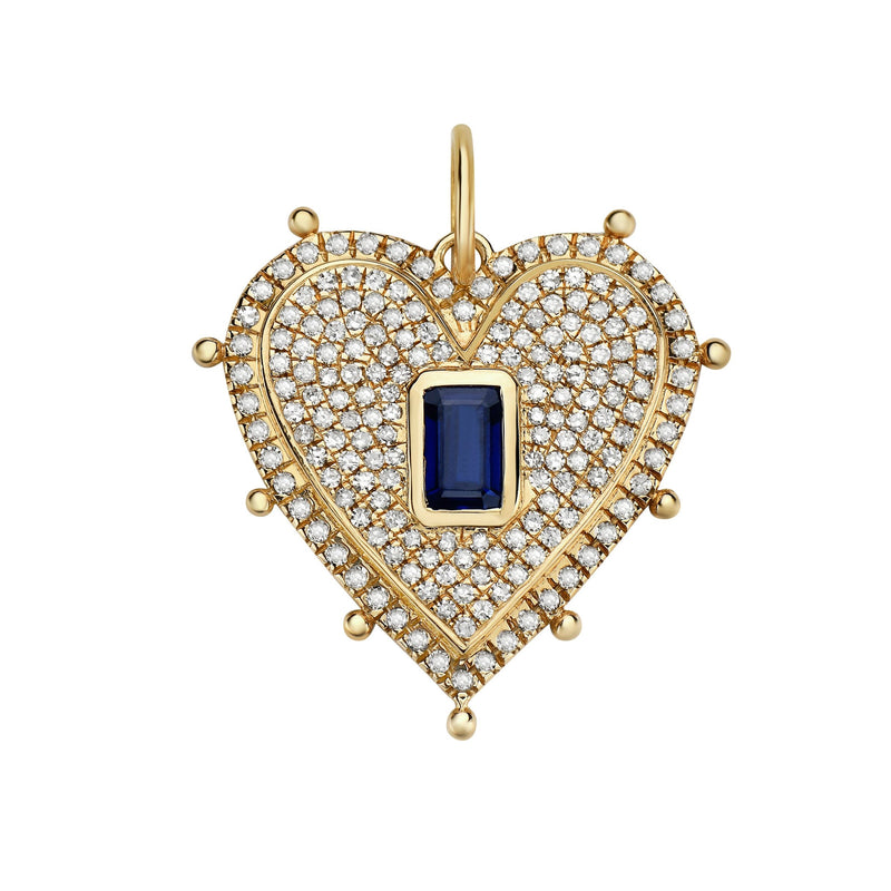 Lionheart - Lucia Blue Sapphire Heart Charm, Yellow Gold