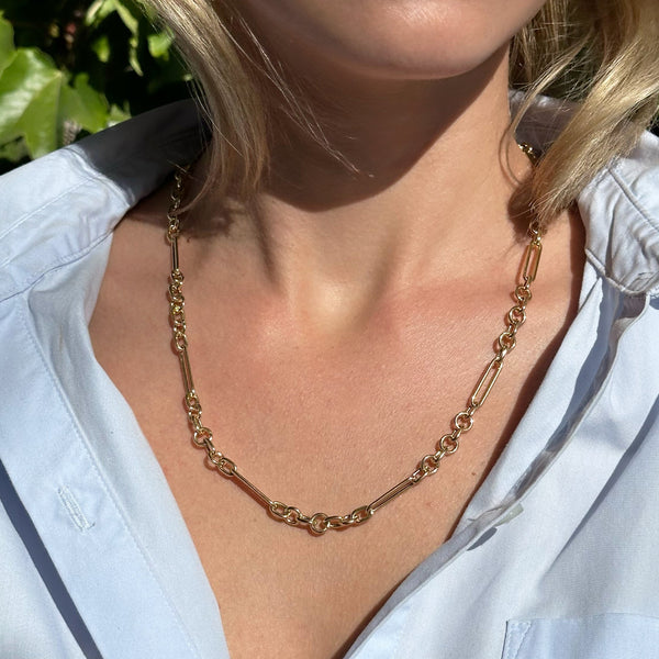 lionheart-trombone-7-rings-medium-albert-link-chain-necklace-yellow-gold-LH-7RINGM20