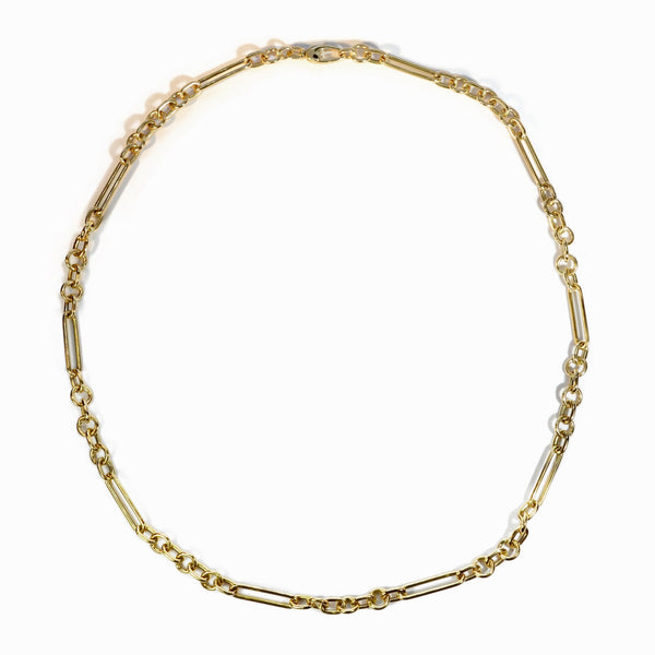 lionheart-trombone-7-rings-medium-albert-link-chain-necklace-yellow-gold-LH-7RINGM20
