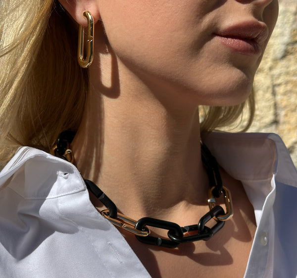Vhernier - Mon Jeu Maxi - Chain Necklace in Ebony and 18k Rose Gold