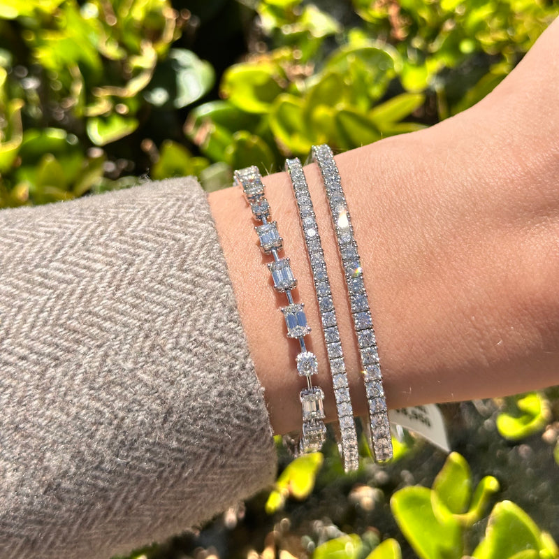 Norman Silverman - Mixed Shape East-West Diamond Bracelet, 18k White Gold