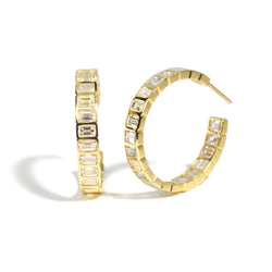 norman-silverman-bezel-set-emerald-cut-diamond-hoop-earrings-yellow-gold-F21595