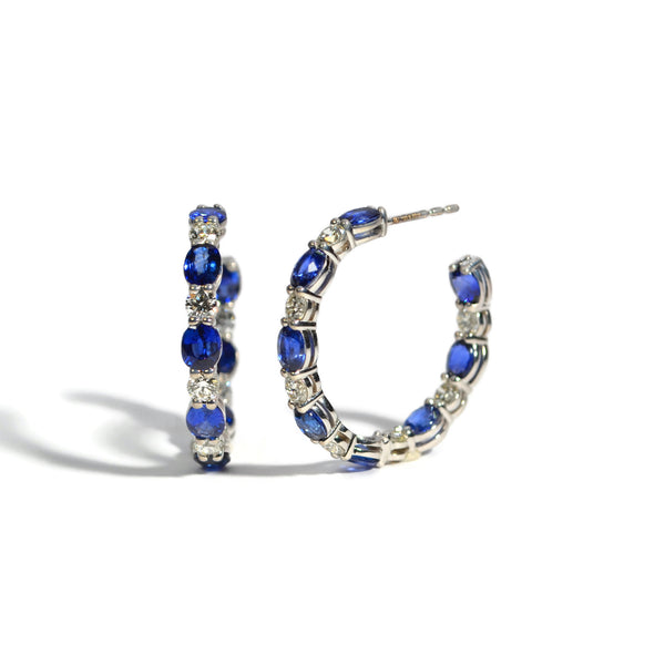 norman-silverman-diamond-and-sapphire-hoops-18k-white-gold-F23373