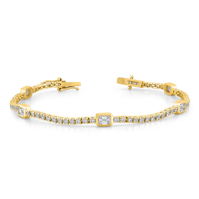 norman-silverman-emerald-cut-diamond-station-bracelet-yellow-gold-B4048