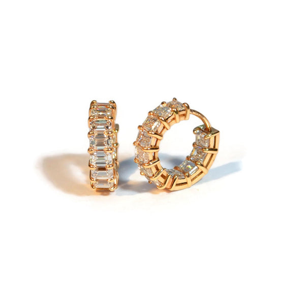 norman-silverman-emerald-cut-huggies-18k-rose-gold-4.16-carats-F22982