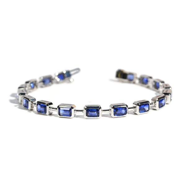 norman-silverman-emrald-cut-bezel-set-sapphire-bracelet-18k-white-gold-B3968