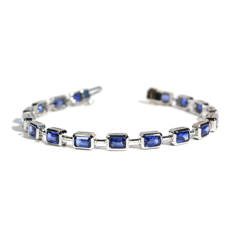 norman-silverman-emrald-cut-bezel-set-sapphire-bracelet-18k-white-gold-B3968