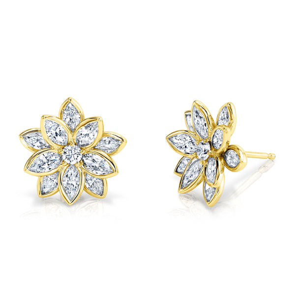 norman-silverman-flower-earrings-marquise-diamonds-yellow-gold-F21480