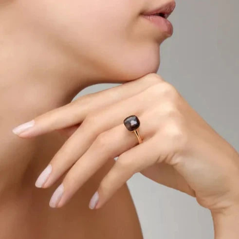 Pomellato - Nudo Classic - 烟晶、18k 玫瑰金和白金叠戴戒指