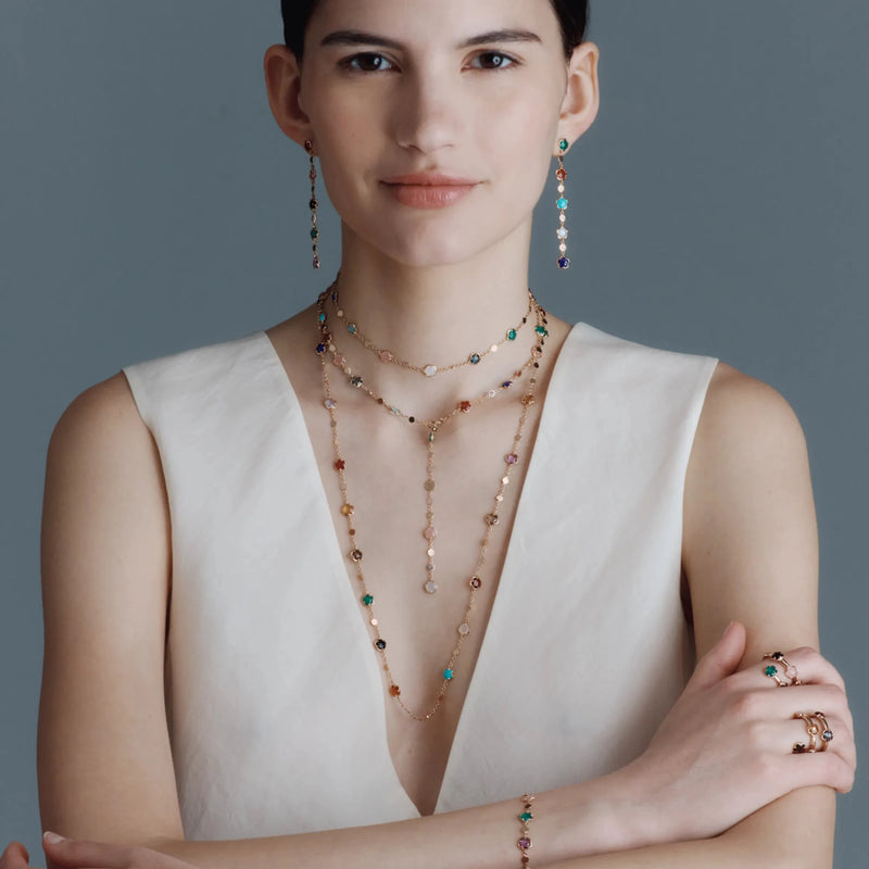 Pasquale Bruni - Figlia Dei Fiori - Drop Earrings with Multicolor Gemstones and Diamonds, 18k Rose Gold