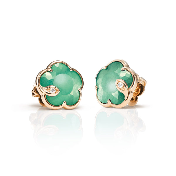 Pasquale Bruni - Petit Joli Lunaire - Green Agate and White Moonstone Doublet Earrings with Diamonds, 18k Rose Gold