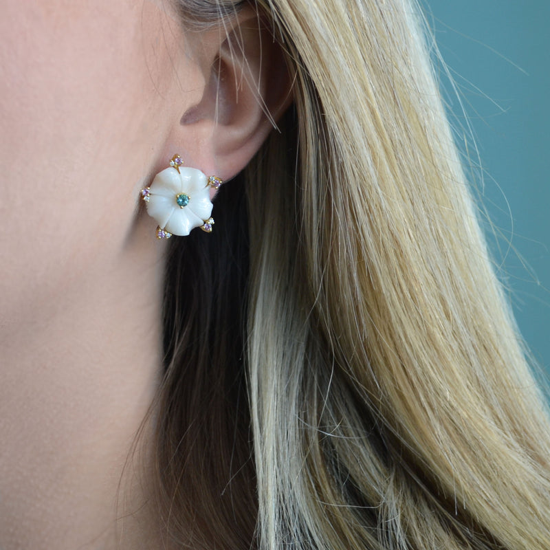 paul-morelli-carved-white-coral-flower-earrings-diamonds-green-tourmaline-pink-sapphires-18k-yellow-gold-ER4981-1487
