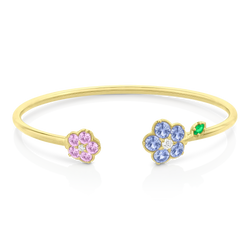 Paul Morelli  - Wild Child Bangle Bracelet with Diamonds, Sapphires, and, Tsavorite 18k Yellow Gold