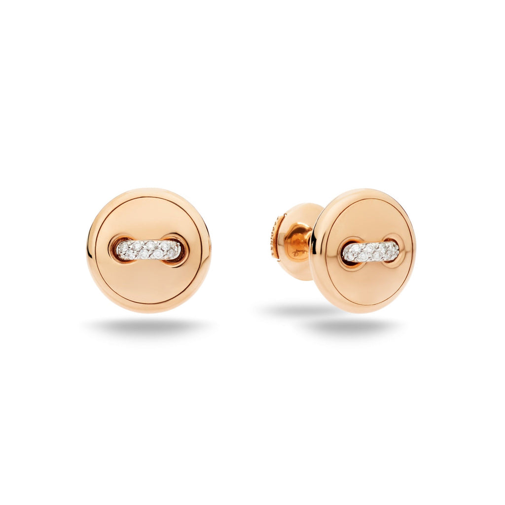 Pomellato Pom Pom Dot Button Earrings with Diamonds, 18k Rose Gold