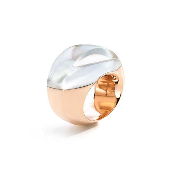 Vhernier - Aladino - Ring with White Mother of Pearl and Rock Crystal, 18k Rose Gold
