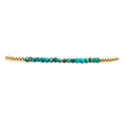 Karen Lazar  - 2 mm Yellow Gold Filled Bead Flex Bracelet with Mixed Turquoise