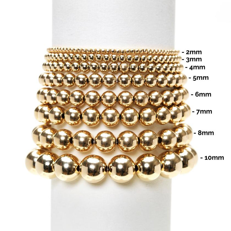 Karen Lazar  - 3 mm Yellow Gold Filled Bead Flex Bracelet with White Pearls