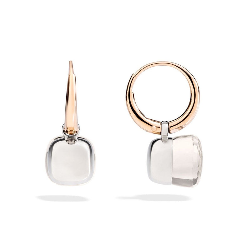Pomellato - Nudo - Small Earrings with White Topaz, 18k Rose and White Gold