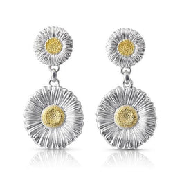 Buccellati - Blossoms Daisy Drop Earrings, Sterling Silver, Gold Accents