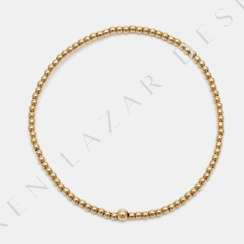 2MM Signature Bracelet with 14K Gold Diamond Bead – Karen Lazar Design