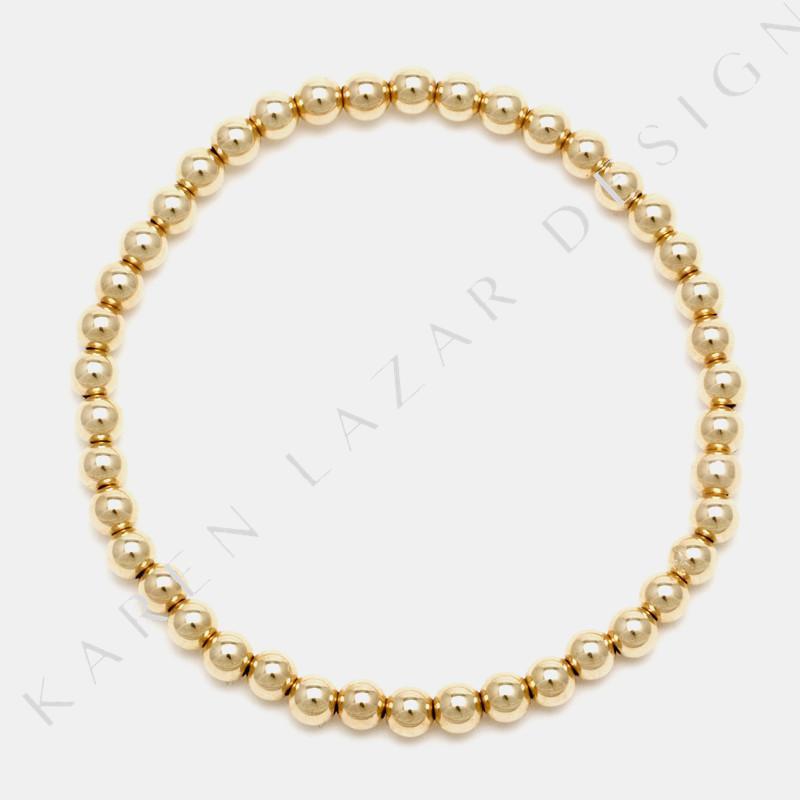 Karen Lazar - 4 mm Yellow Gold Filled Bead Flex Bracelet