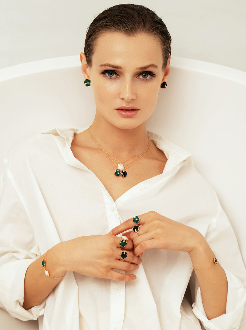 Pasquale Bruni - Petit Joli - Earrings, 18K Rose Gold, White Agate and Lapis Lazuli Doublet, and Diamonds