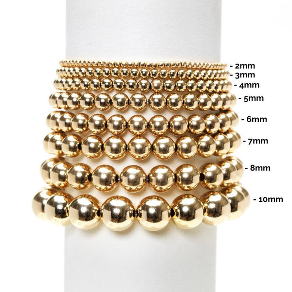 Karen Lazar - 3 mm Yellow Gold Filled Bead Flex Bracelet with Diamonds Flower Charm