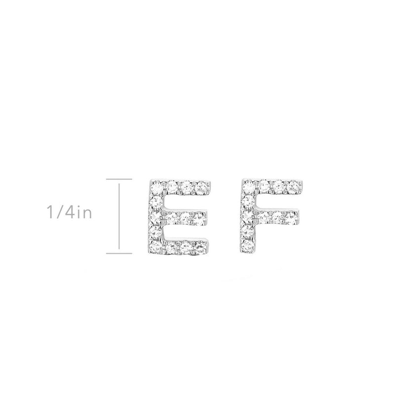 EF Collection - Diamond Initial Single Stud Earrings, White Gold