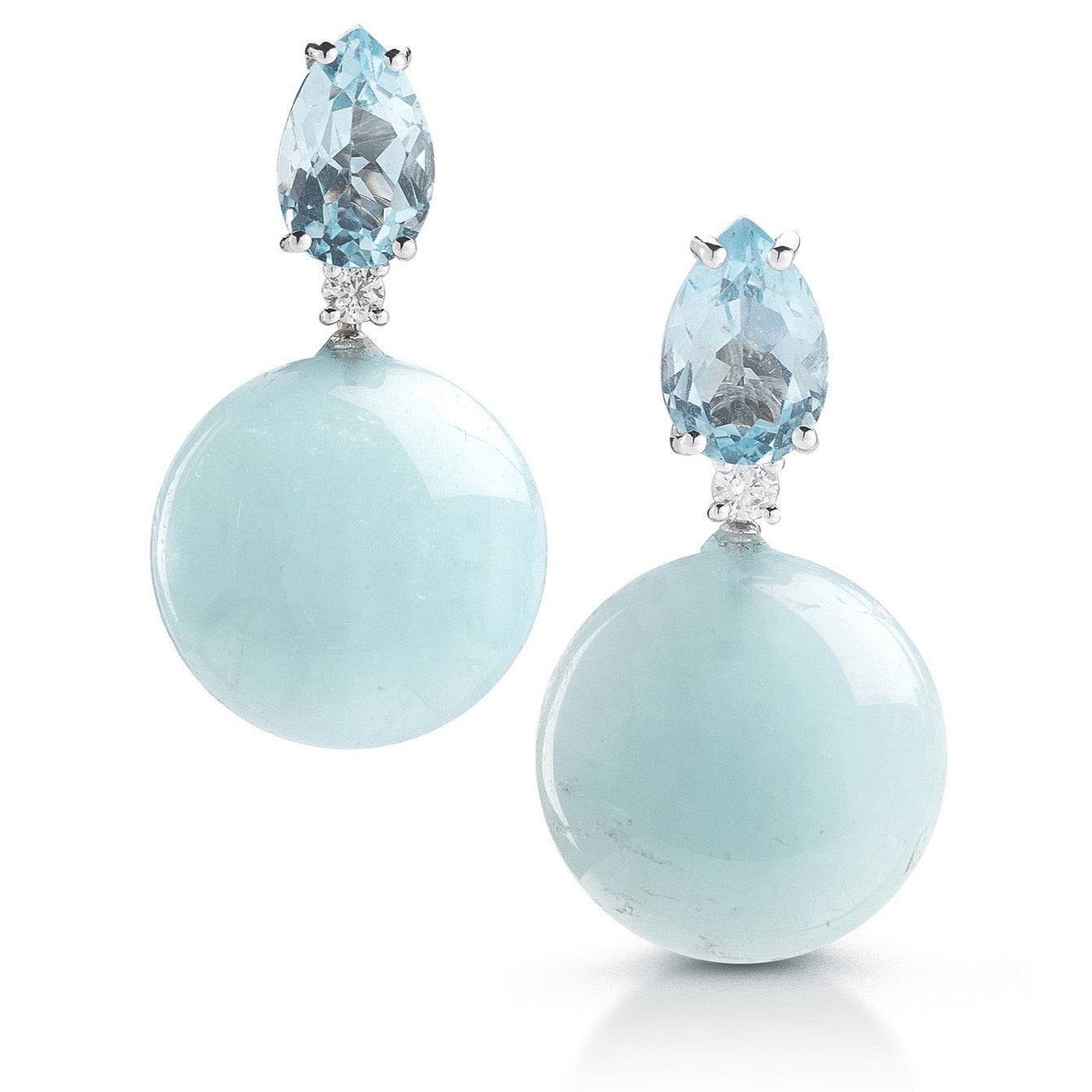 Bonbonjour♡Teddy - Ice Blue♡ A & Furst - Bonbon - Drop Earrings with Blue Topaz, Milky