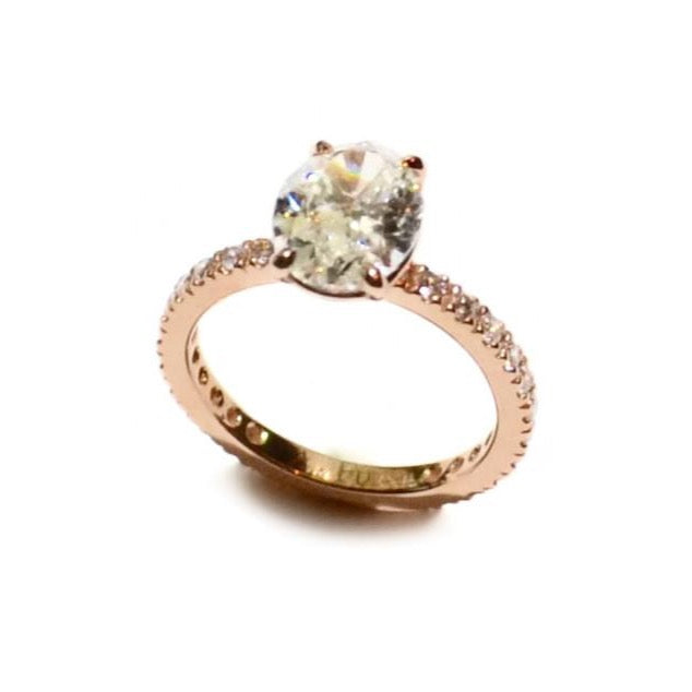 A & Furst - France - Mounting Ring with French Setting White Diamonds, 18k Rose Gold