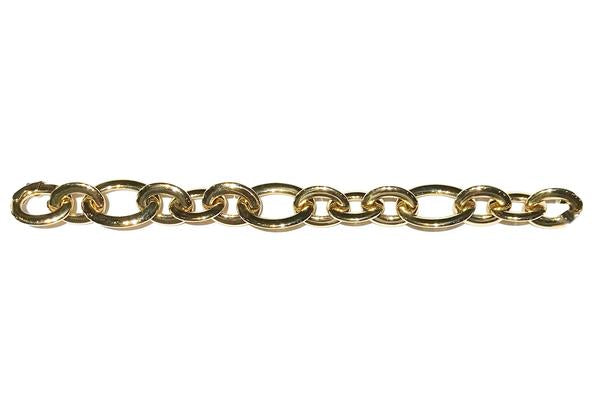 14k Yellow Gold Large Oval Link Bracelet w/ Florentine Finish Alternating  with 3 Vertical Gold Ball Links – G114