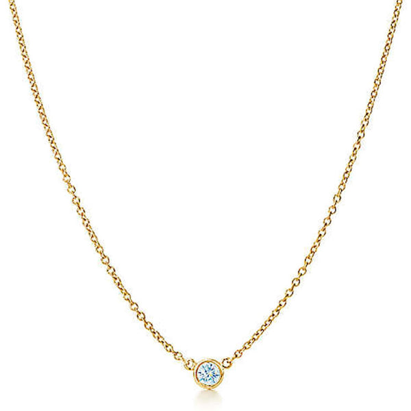 AFJ Diamond Collection - Station Necklace with 1 Diamond, 18" Length, 18k Rose Gold