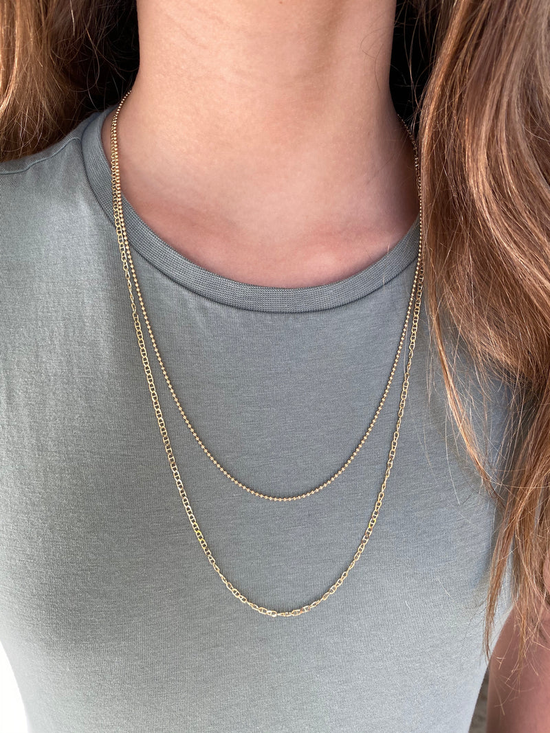 AFJ Gold Collection - Double Chain Necklace, 18k Yellow Gold