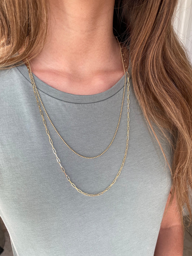 AFJ Gold Collection - Paperclip Chain Necklace, 18k Yellow Gold