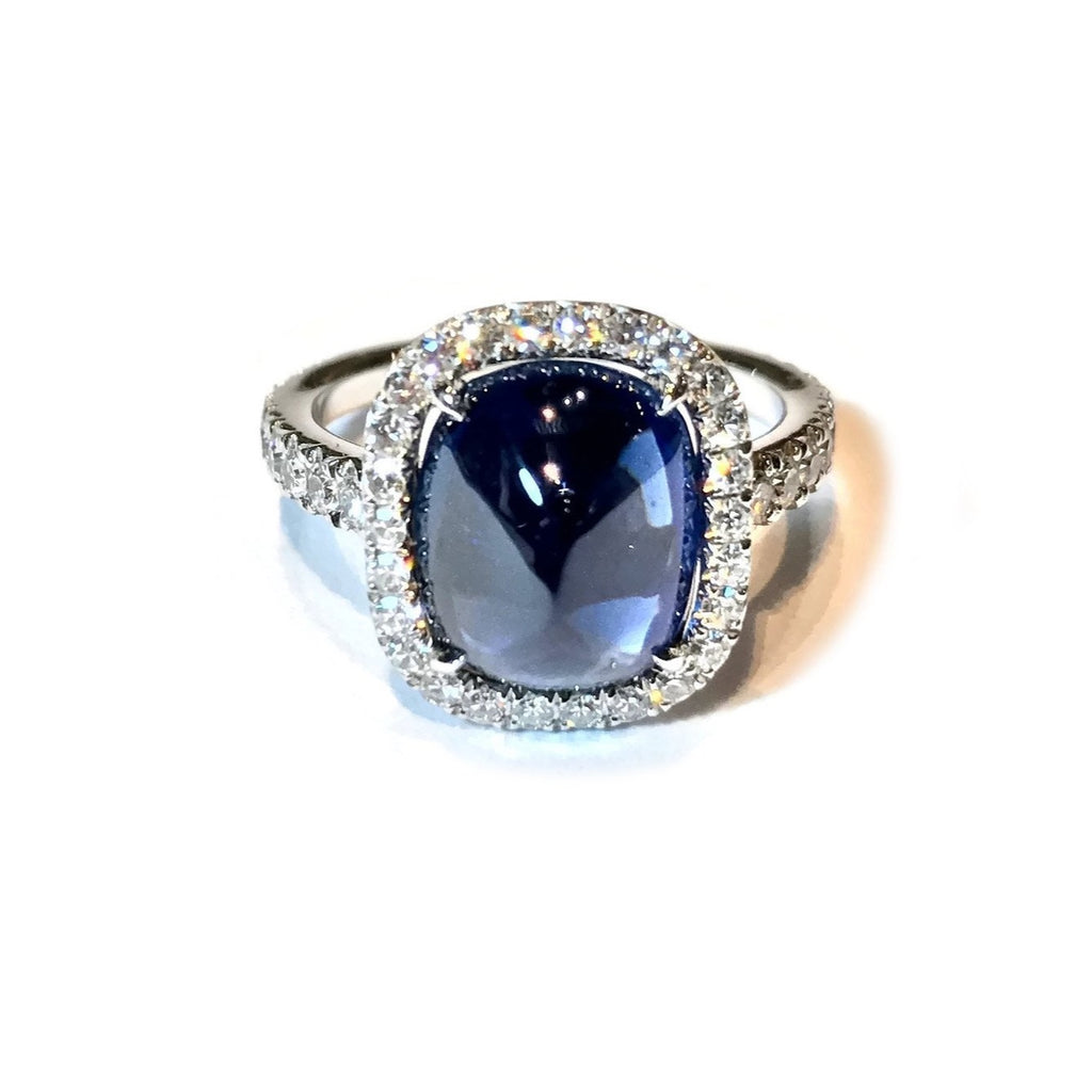 ☆nff☆ beaded halo ringblue nff1 Sapphire & Diamond Flower Halo Ring