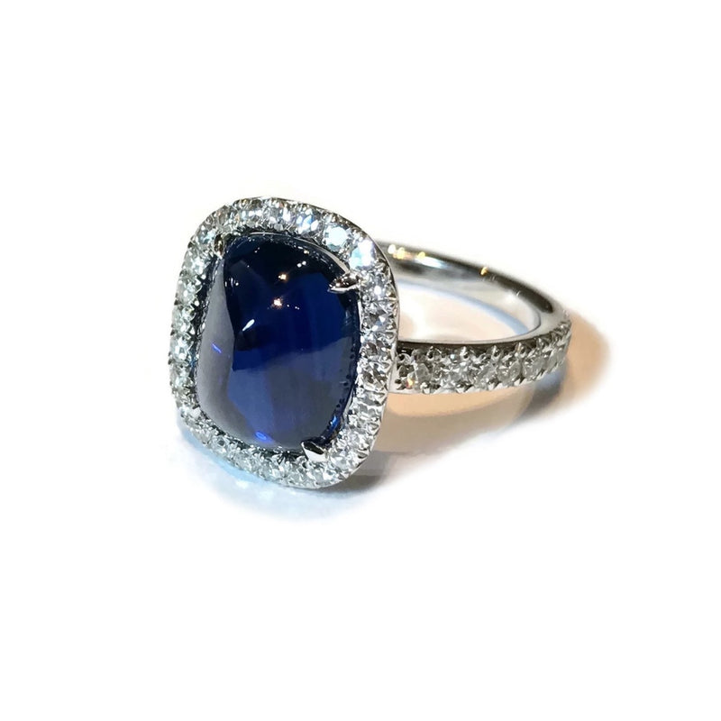 Sapphire and Diamond Ring Princess Diana Sapphire Cabochon Ring Diamond  Halo Ring GIA Certified Sapphire, GIA G.G. Appraisal Incl 13,290 Usd - Etsy