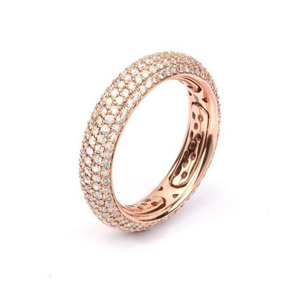 AF Jewelers Diamond Pave' Small Band Ring, 18k Rose Gold
