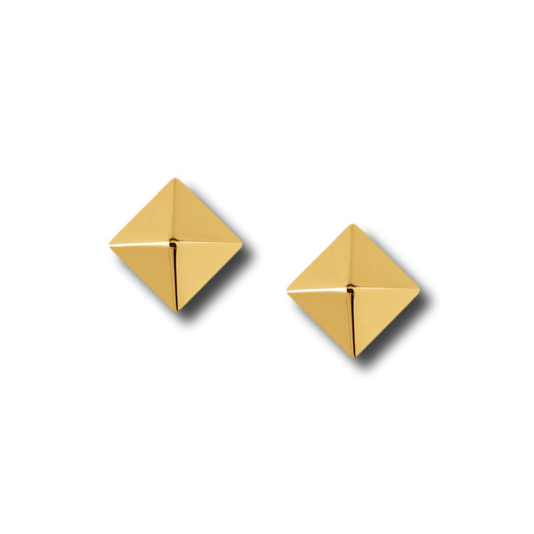14K Gold Pyramid Stud Earrings 14K Yellow Gold