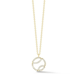 AF Jewelers - Small Tennis Ball Pendant Necklace with Diamonds and with Chain, 18k Yellow Gold