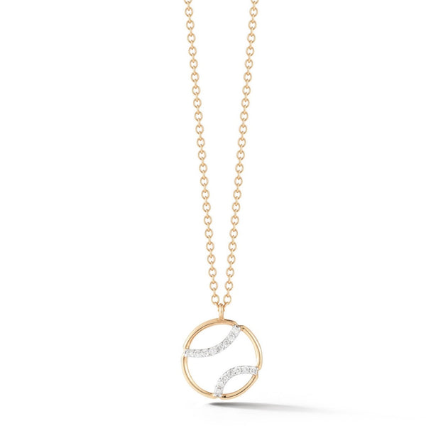 AF Jewelers - Small Tennis Ball Pendant Necklace with Diamonds, 18k Rose and White Gold