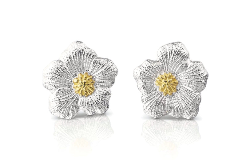 BUCCELLATI-BLOSSOMS-GARDENIA-BUTTON-EARRINGS-STERLING-SILVER-GOLD-ACCENTS-SOFRGARLP-Y-AF-JEWELERS-NAPA-VALLEY