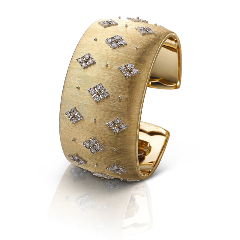 Buccellati - Prestigio - Cuff Bracelet with Diamonds, 18k Yellow and White Gold