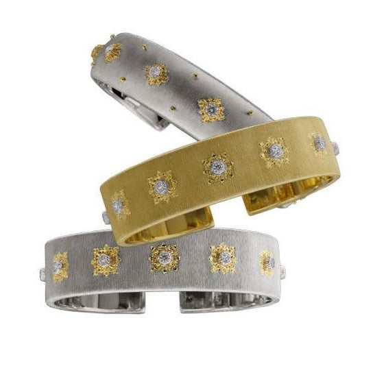 Buccellati - Macri - Cuff Bracelet with Diamonds, 18k White and Yellow Gold